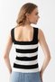 Women's Square Collar Knitwear Tank Top, Women's Tank Top, Striped Tank Top, Knitwear Tank Top, Women's Blouse, Black - 6