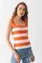 Women's Orange-Ecru Square Collar Knitwear Athlete Knitwear Blouse 4041 - 3