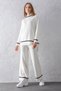 Women's Ecru Half Fisherman Bottom Top Knitwear Set 23419