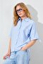Women's Blue Low Sleeve Single Pocket Shirt - 4