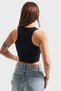 Dámská černá barva Halter Collar Slim Wick Košilka Crop Top - 2