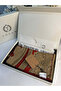 شال حرير قطني مستورد باللون الأحمر - 5