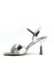 Feles Cross Stripe Stone 8 Cm Heeled Women's Evening Dress Shoes SILVER - 7