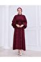 Irem Sleeves Pleated Burning Dress-Na9548 Burgundy