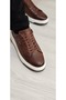 Melinta T054 Brown Leather Laced Snaker Shoes - 6