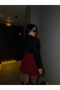 Women's Burgundy High Waist Slit Skirt with Shorts - 6