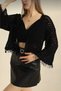 Black Spanish Sleeve Tasseled Detailed Openwork Seasonal Women's Cotton Cardigan - 5
