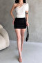 Women's White One-Shoulder Chain Detailed Crop Blouse - 2