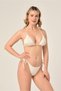 Aquaviva Women's Ecru Triangle Slip Gathered Brazilian Bikini Set