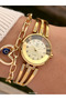Brand Steel Cord Elegant Simple Model Gold Yellow Color Engagement, Wedding, Bridal, Stylish Women's Wristwatch - 3