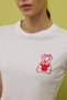 Women's Ecru Color Teddy Bear Printed Short Sleeve T-Shirt