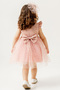 Baby Girl Salmon Evening Dress with Buckle Sleeves Ruffles Lace Embroidered - 3