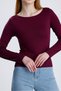 Women's Plum Boat Neck Long Sleeve Blouse - 3