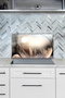 Snowflake Glass Stove Back Protector, Heat Resistant, Countertop Built-In and Kitchen Protection - 3