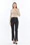 Women's Cream Crew Neck Long Sleeve Crop Blouse - 5