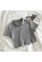 Polo Neck Buttoned Knitwear Women's T-Shirt