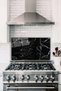 Black Marble Patterned Glass Stove Back Protector, Heat Resistant, Countertop Built-In and Kitchen Protection