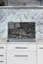 Black Geometric Glass Stove Back Protector, Heat Resistant, Countertop Built-In and Kitchen Protection - 3