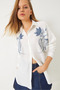 Women's White Beaded Stone Embroidered Aerobin Oversize Shirt 60283027