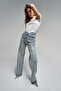 Women's Denim Color T-S45-80 Straight Fit High Waist Design Denim Jeans with Shiny Stones - 4
