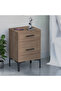 Modern Side Table with 2 Soft-Close Drawers - Truffle Davos Oak, Easy Assembly, Lightweight - 2