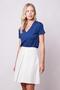 Women's High Waist Lightweight Lycra Fabric Pleated Knee Length Bell Skirt-Cream - 2