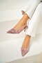 Pulla Candy Pink Open Back Sequin Decorated Women's Heeled Shoes - 3