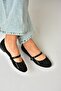 U 726634504   Black Fabric Stone Detailed Ballerinas - 3