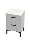 Modern White Marble Side Table with 2 Soft-Close Storage Drawers for Living Room/Bedroom
