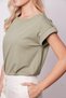 Women's Quality Zero Make Span Fabric Epaulette Buttoned T-Shirt Blouse - 5