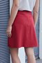 Women's High Waist Lightweight Lycra Fabric Pleated Knee Length Bell Skirt-Red - 7