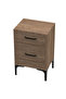 Modern Side Table with 2 Soft-Close Drawers - Truffle Davos Oak, Easy Assembly, Lightweight