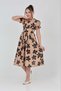 Girl's Floral Patterned Waist Detail Long Dress - 4