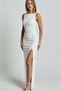 White Maxi Length Slit Detailed Women's Dress Mg2367 - 7