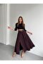 Women's Zippered Slit Godel Plum Skirt