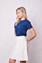 Women's Crew Neck Non-Wrinkle Span Blended Stylish Short Sleeve Lycra T-shirt Blouse-Navy Blue - 4