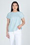 100% Cotton Striped Low Sleeve Double Women's T-shirt - Navy Blue - 3