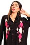 Women's Black Front Sequin Sequin Applique Embroidered Long Shirt Dress with Sleeve Epaulets - 2
