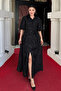 Tulle Fabric Three-Dimensional Stitched Midi Dress - Black