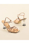 Shiny Stone Heeled Sandals Gold-Felisyabutik - 2