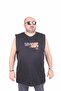 Large Size Printed Sleeveless T-Shirt Denim 25154 Black