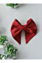 Back to School Classic and Stylish Red Linen Fabric Bow with Clip Automatic Buckle - 3