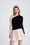 Women's One Shoulder Gathered Black Blouse