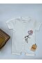 Bebe Kids Balloon Girl Pattern Snap Fastener Short Sleeve Shorts Jumpsuit (Zıbın) Candy Kasar 100% Cotton