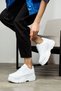 Daily Women's White Patent Leather Sports Shoes High Thick Sole Lace-Up Comfortable Lightweight Sneaker 001 - 3