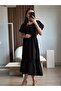 Black Square Neck Tie Dress - 4