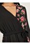 Floral Print 3/4th Sleeves Pleated A-Line Maxi Dress - 4