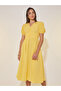 Solid Puff Sleeve V-Neck Midi Dress - 3