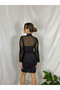 Glittery And Sleeves Turtleneck Dress With Tul Kumastan - 4