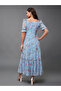 All-Over Printed Ruched Detail A-Line Maxi Dress - 4
